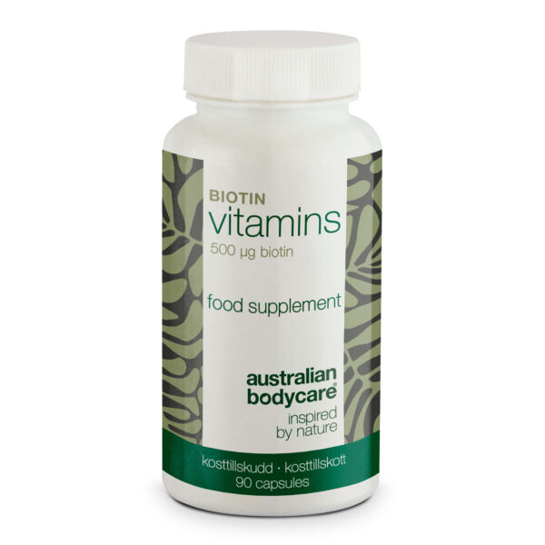 Biotin 500 Âµg - kosttilskud med vitamin B7 - 90 stk. â Biotin 500 Âµg med vitamin B7 - 90 tabletter til hud, hår og slimhinder. Indeholder biotin, Medicago sativa og vegetabilsk cellulose. - 1 stk.